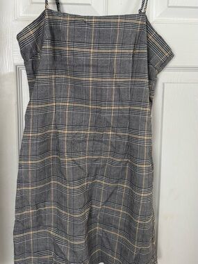 Forever 21 Gray and Cream Plaid Mini Dress with Spaghetti Straps